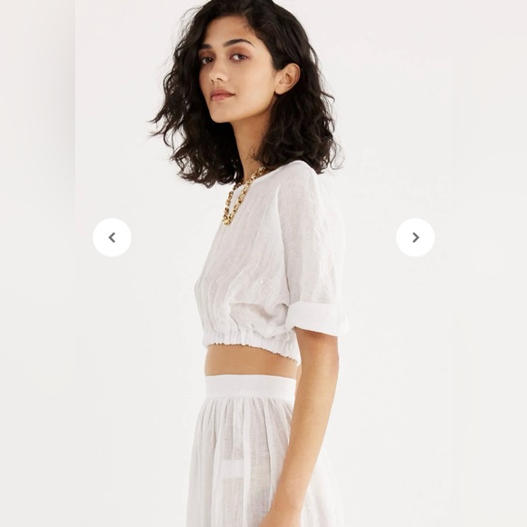 White Linen Crop Top Rumer - Picture 4 of 14